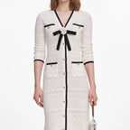 White Pointelle Knit Long Cardigan