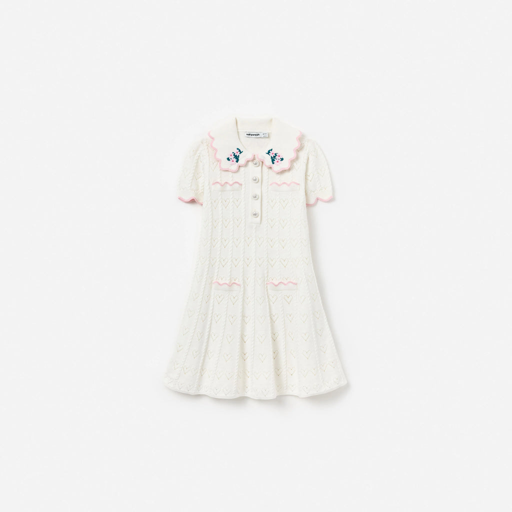 Cream Heart Knit Dress
