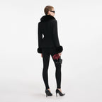 Black Tailored Boucle Fur Jacket