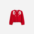 Red Flower Trim Cardigan
