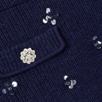 Navy Embellished Knit Skirt