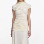 Yellow Jersey Draped Maxi Dress