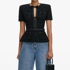 Black Sequin Knit Top