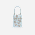 Blue Satin Crystal Mini Bow Bag