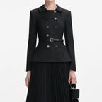 Black Wool Crepe Midi Dress
