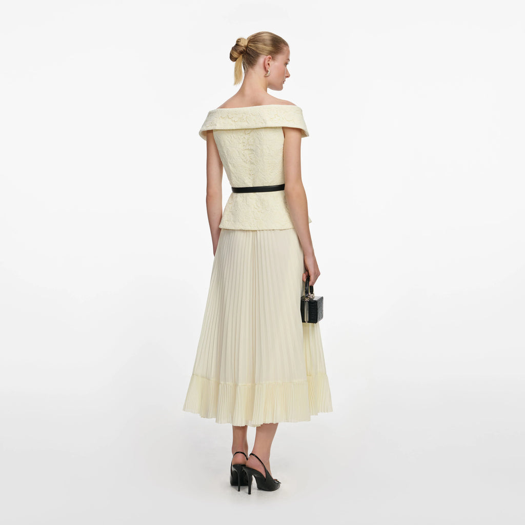 Yellow Lace Chiffon Midi Dress