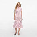 Pink Lace Collared Midi Dress
