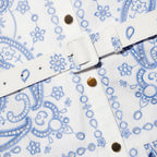 White And Blue Embroidered Midi Dress
