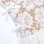 White Lace Taffeta Maxi Dress