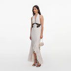 Polka Dot Halter Neck Midi Dress