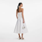 White Taffeta Bandeau Midi Dress