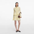 Yellow Pointelle Peplum Knit Mini Dress