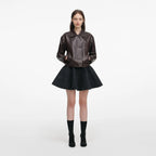 Brown Cropped Leather Jacket