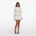 Cream Boucle Collared Mini Dress