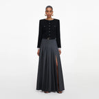Grey Pleated Maxi Skirt