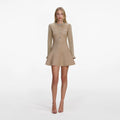Gold Crystal Trim Knit Mini Dress