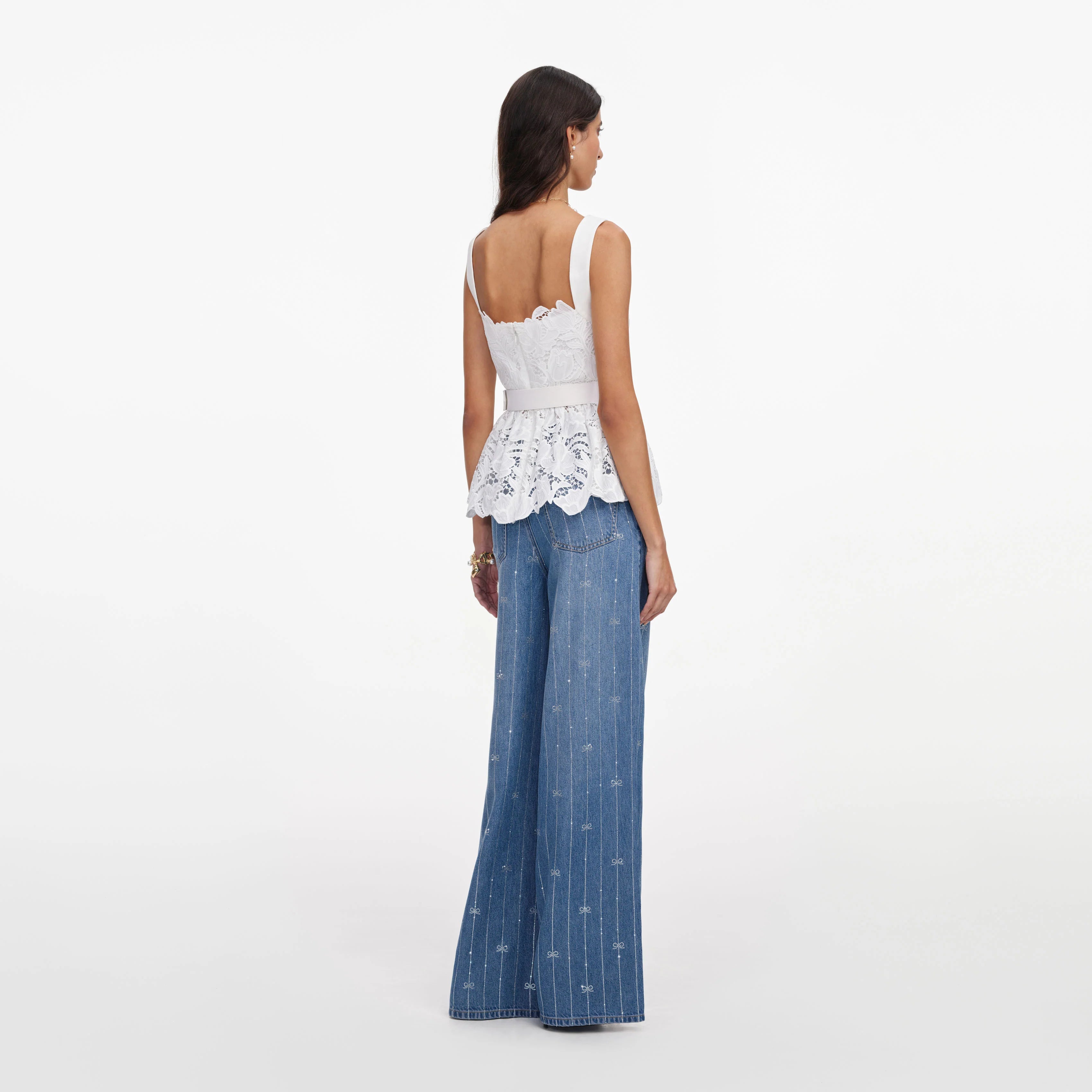 White Lace Peplum Top