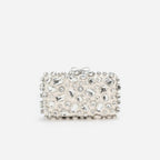 Cream Satin Crystal Clutch Bag