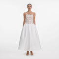 White Lace Taffeta Maxi Dress