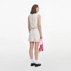 Cream Broderie Denim Mini Skirt