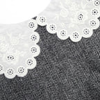 Grey Herringbone Collared Mini Dress