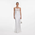 White Satin Lace Maxi Dress