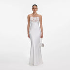 White Satin Lace Maxi Dress