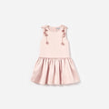 Pink Satin Sleeveless Flower Dress