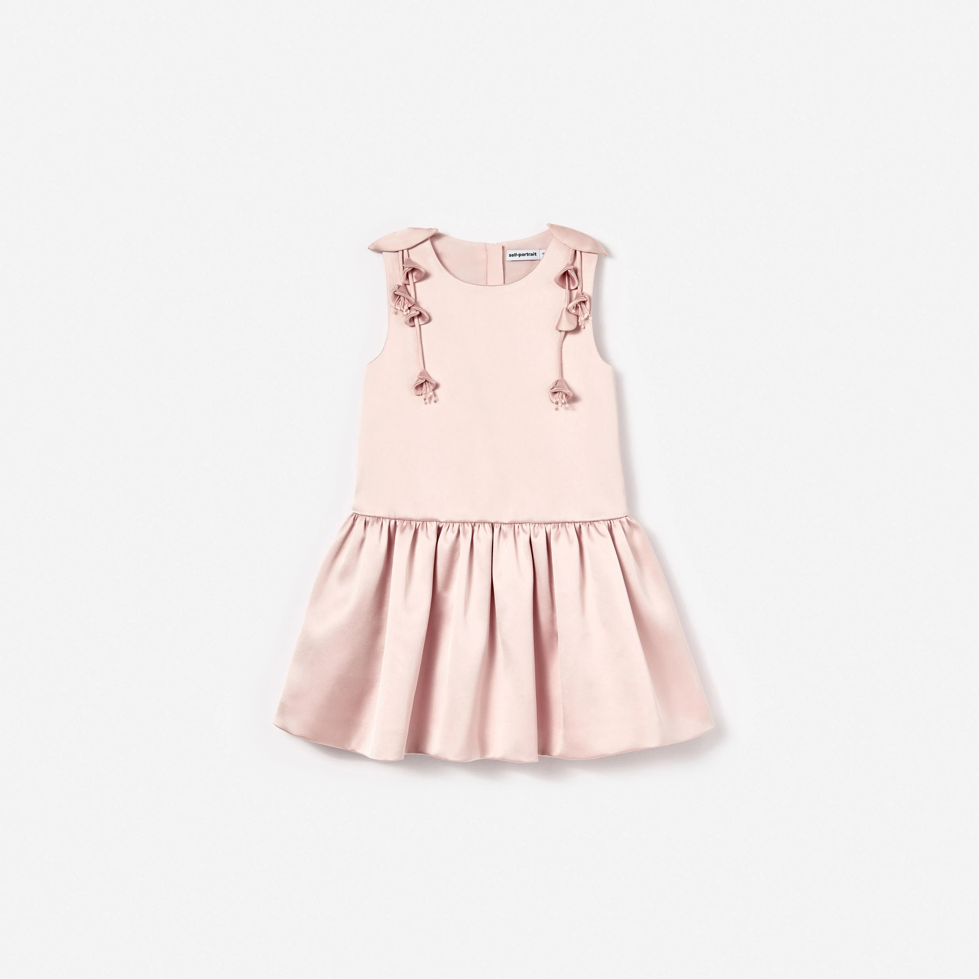 Pink Satin Sleeveless Flower Dress