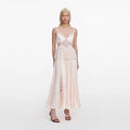 Blush Satin Lace Midi Dress