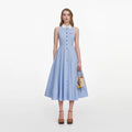 Blue Striped Cotton Midi Dress