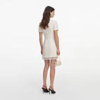 Cream Boucle Lace Trim Tailored Mini Dress