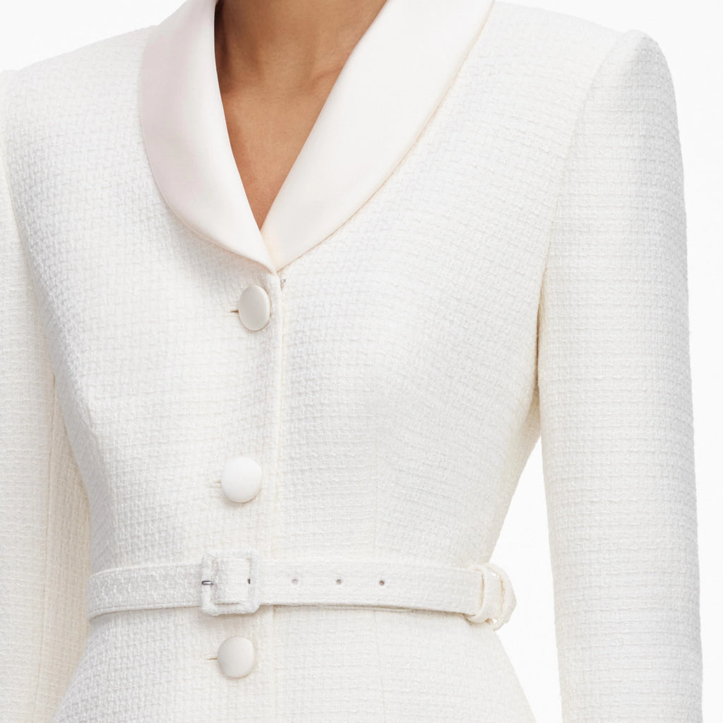 Cream Boucle Tailored Mini Dress