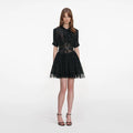Black And Gold Chiffon Mini Dress