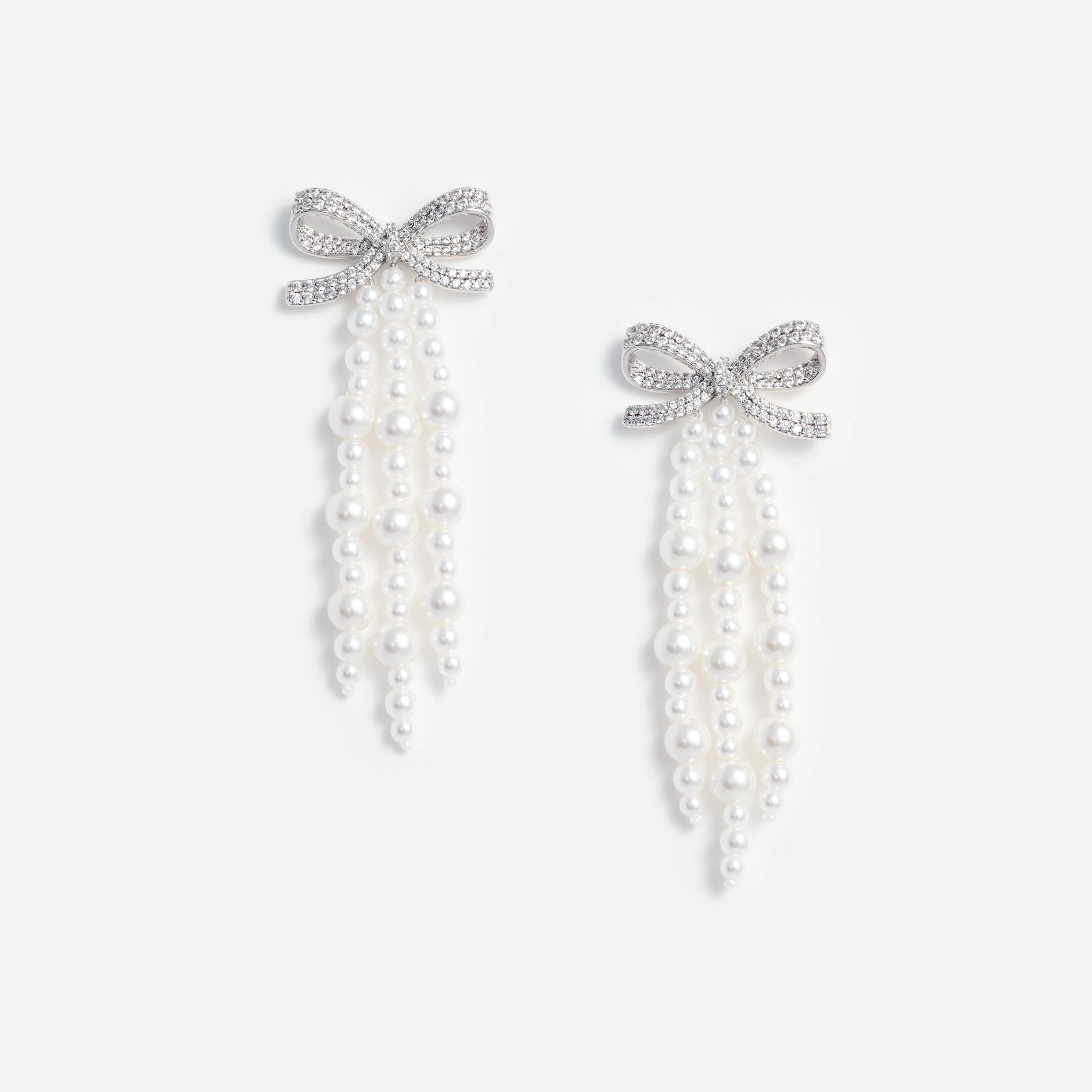Bow Pearl Waterfall Earrings