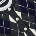 Grey Argyle Knit Dress