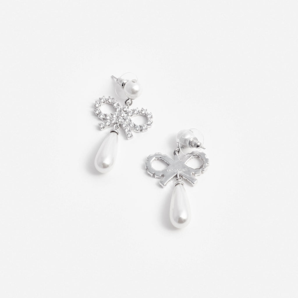 Pearl Bow Droplet Earrings