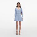 Blue Ribbed Knit Mini Dress