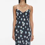Navy Floral Rhinestone Maxi Dress