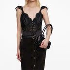 Black Satin Lace Top