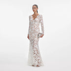 White Floral Lace Maxi Dress