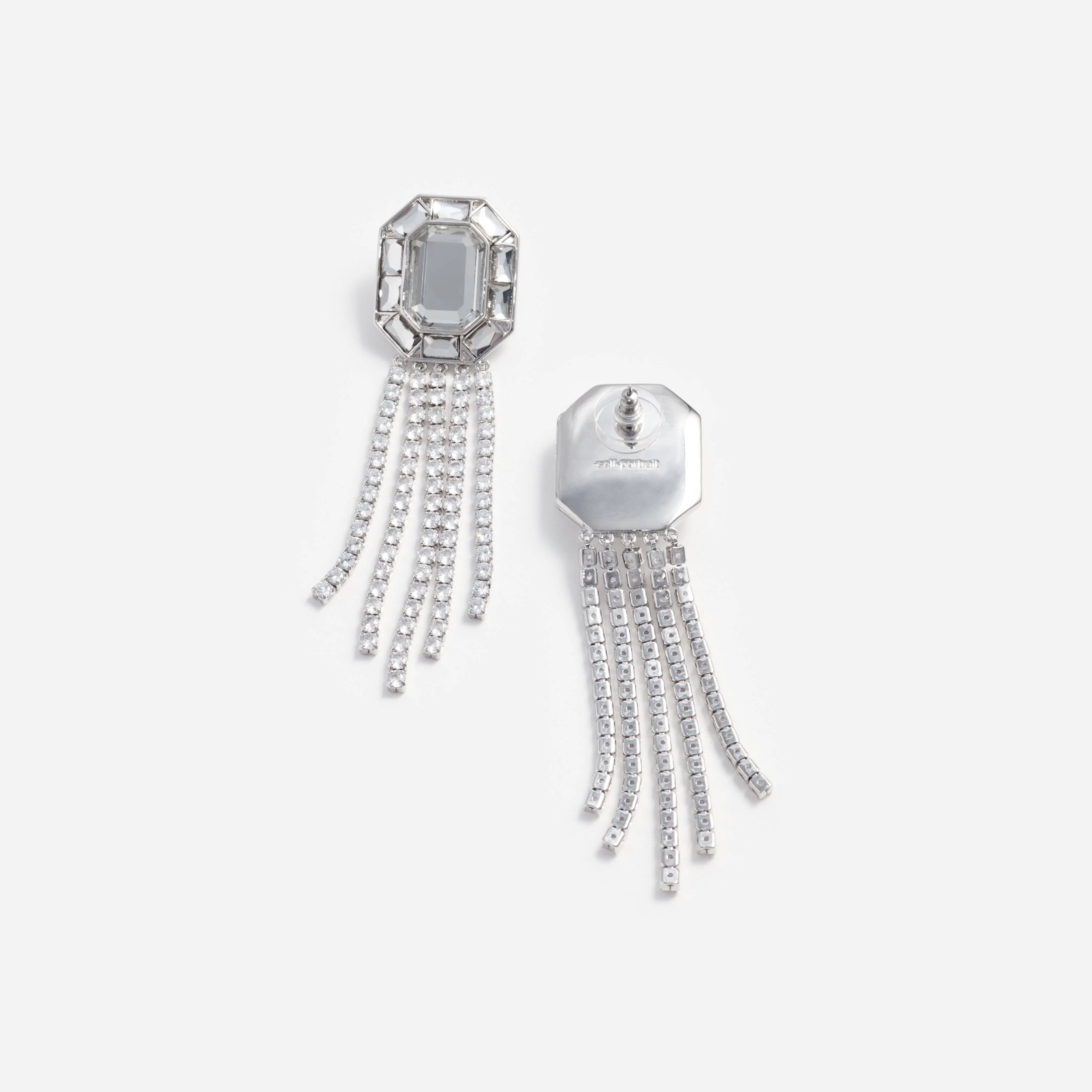 Silver Crystal Droplet Earrings