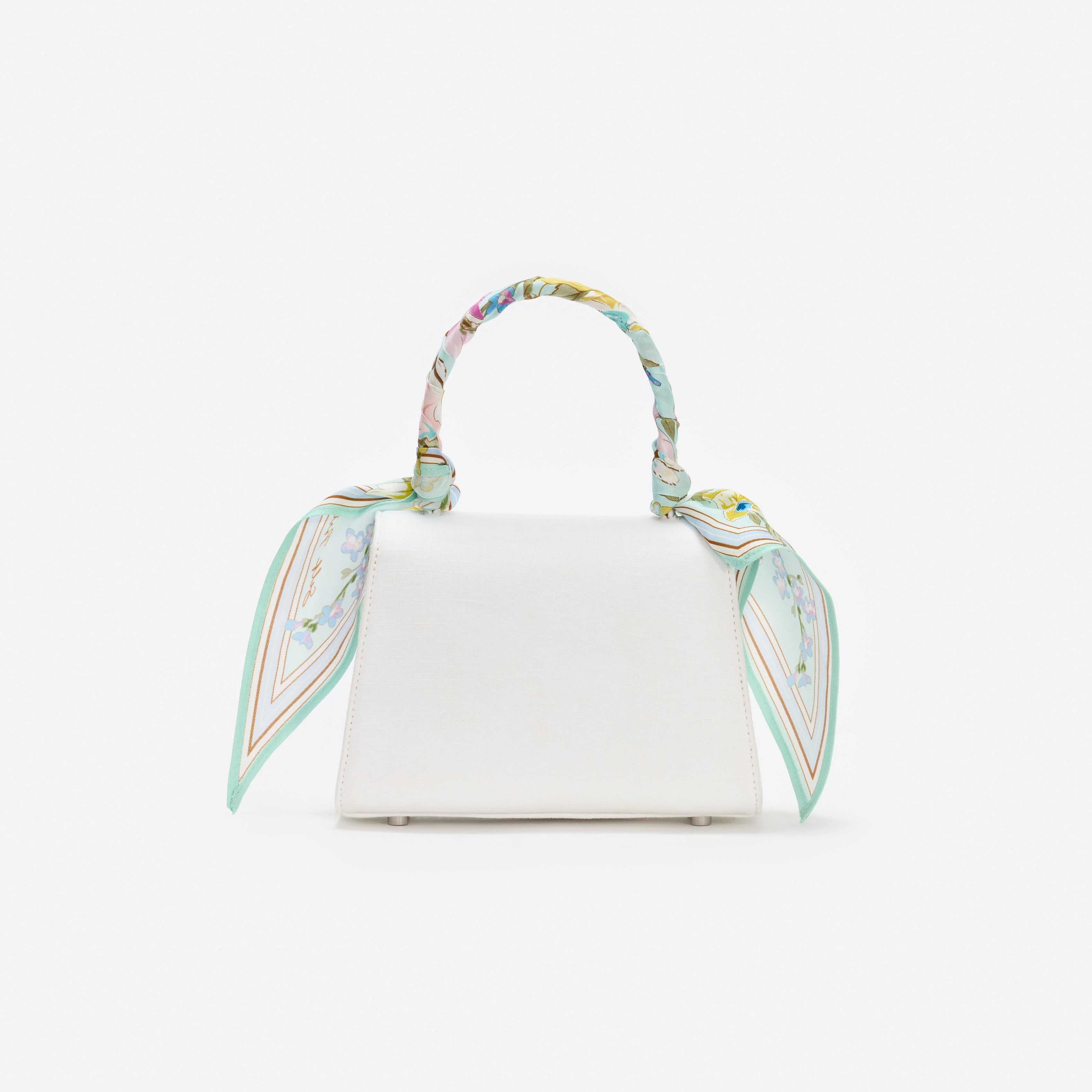 Cream Linen Mint Floral Mini Bag
