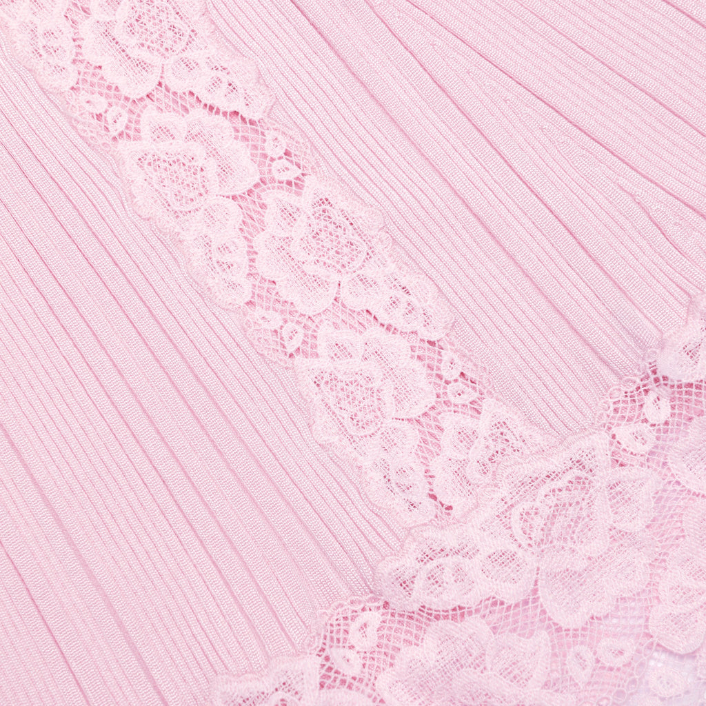 Pink Knit Lace Insert Midi Dress