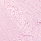 Pink Knit Lace Insert Midi Dress