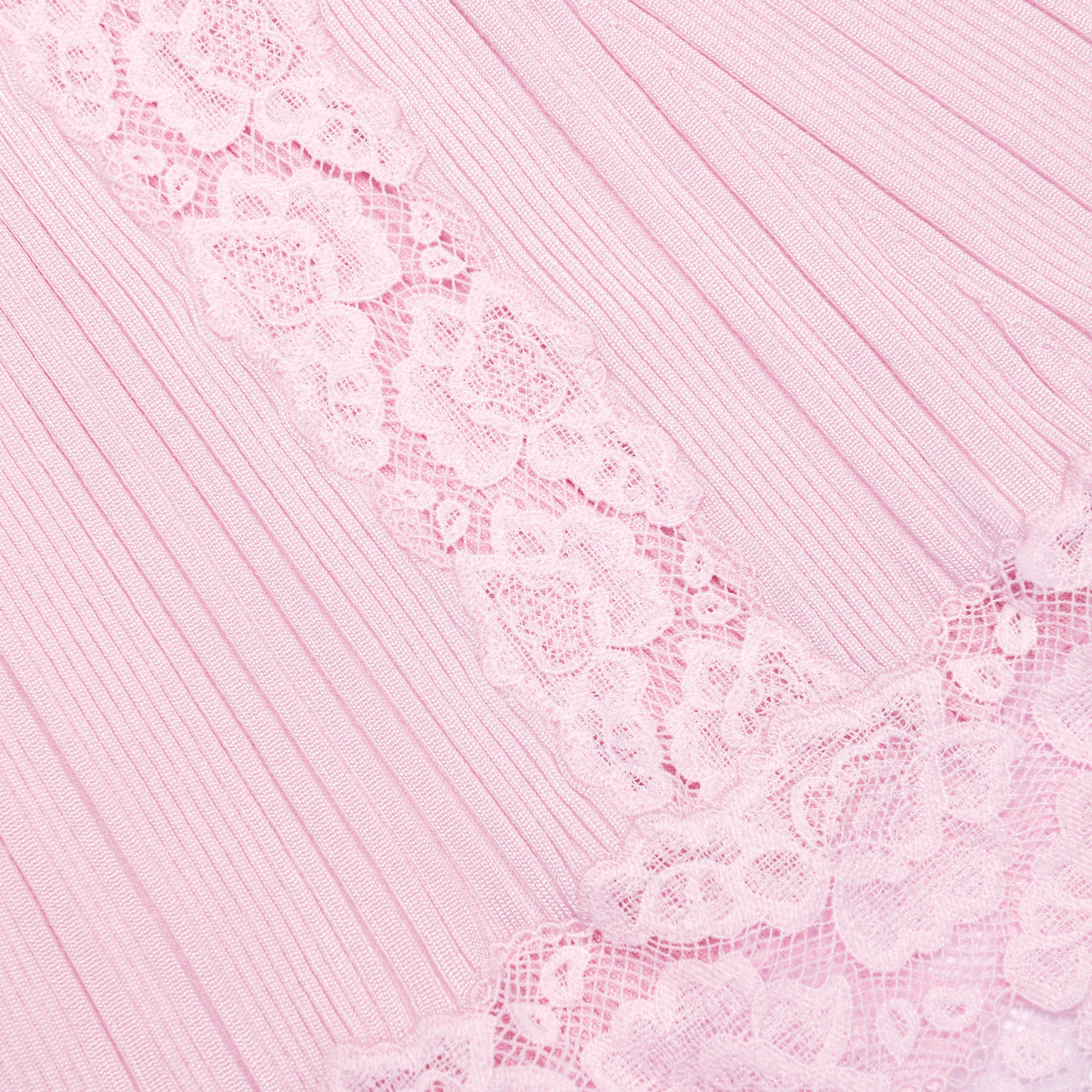 Pink Knit Lace Insert Midi Dress