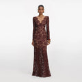 Brown Floral Lace Maxi Dress