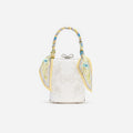 Cream Linen Yellow Floral Mini Bow Bag
