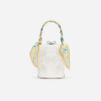 Cream Linen Yellow Floral Mini Bow Bag