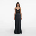Polka Dot Satin Lace Maxi Dress